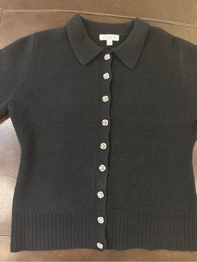 J. Crew Black Collared Button-Front Women's Cardigan